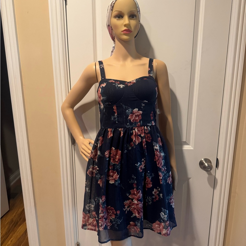 Beautiful Bouncy Floral Navy Blue Dress